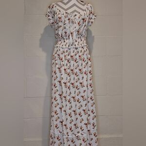 Vine And Valley Womens Floral Tassel Ruffle Off Shoulder Flare Maxi Dress  XL.